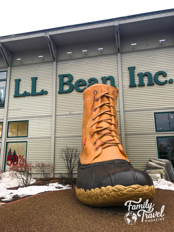 huge LL Bean boot figure in front of LL Bean Store. 