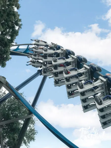 Coaster vehicle upside down on track