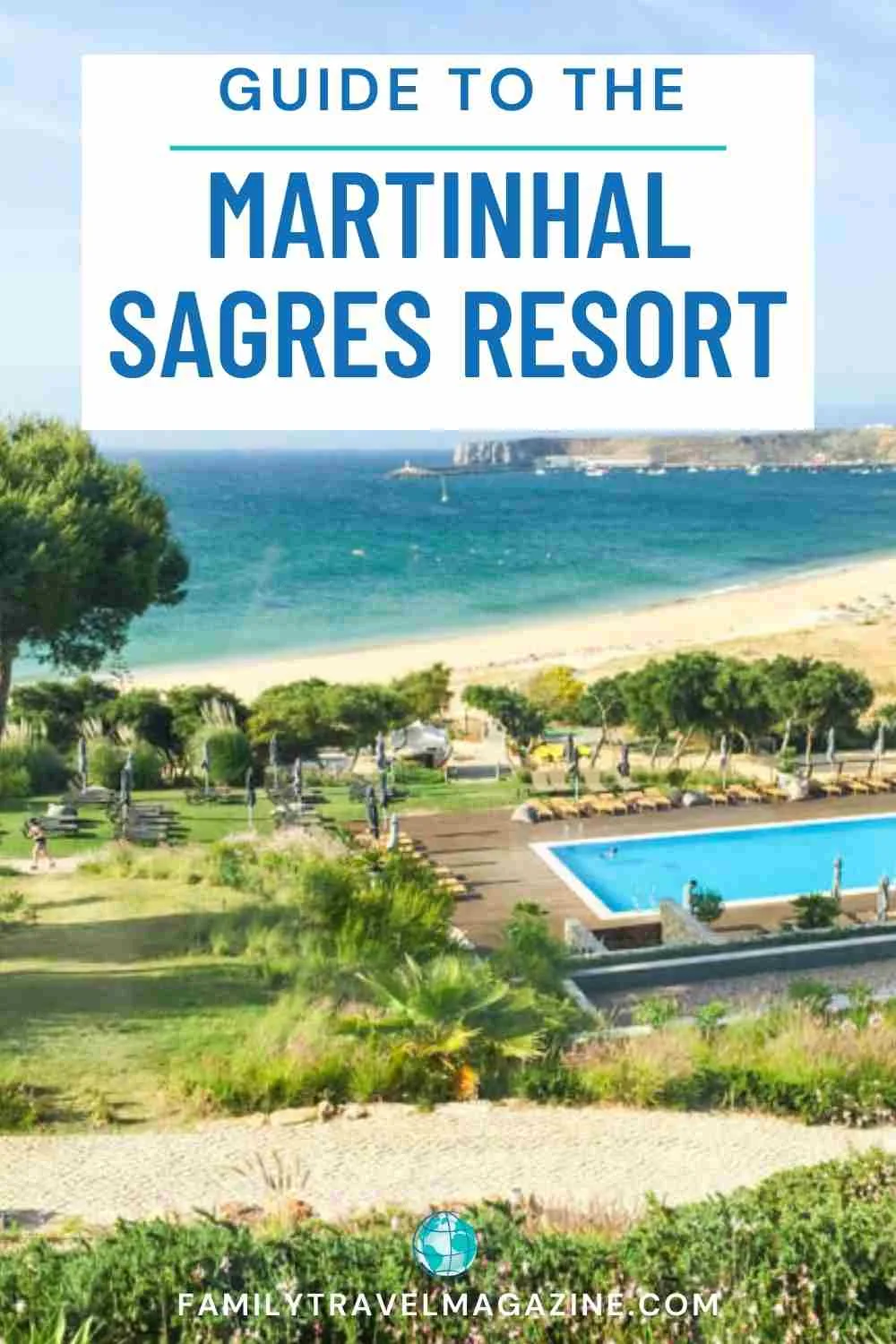 View of pool with the beach in the distance 