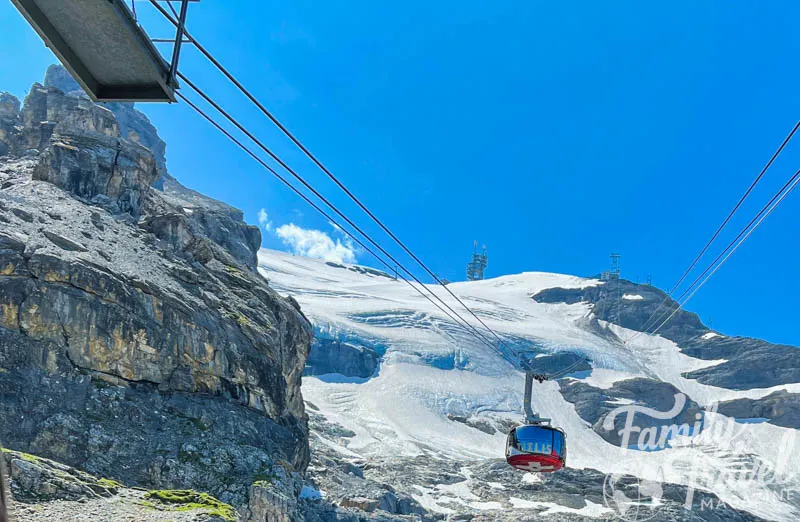 Red Rotair rotating cable car in the mountains