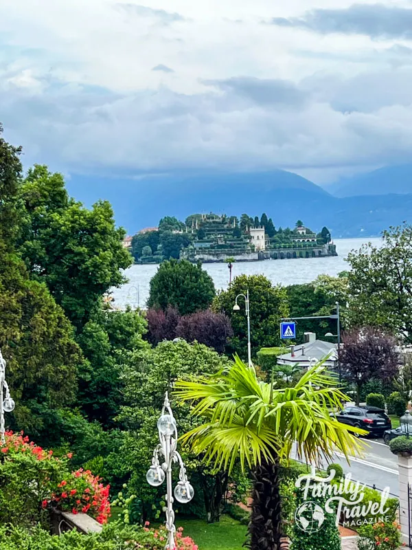 Isola Bella and greenery, lake, as seen from hotel window