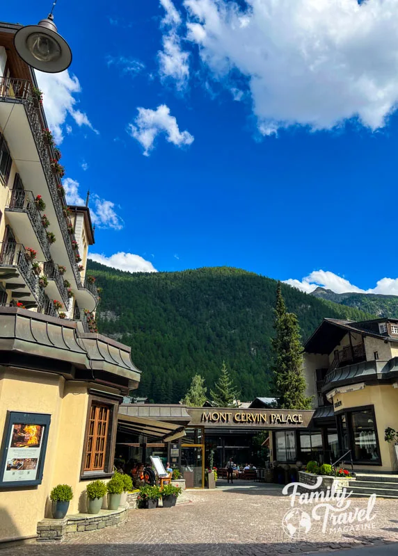 Mount Cervin Palace Hotel exterior with mountain in background