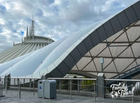 Part of TRON ride covering with Space Mountain in the background