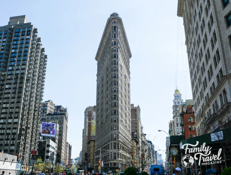 The Flatiron Building in NYC view from the street