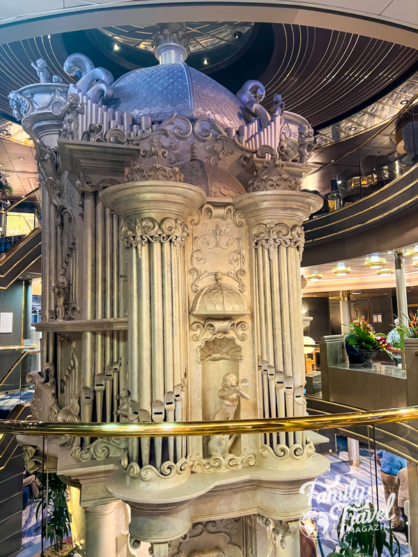 Ornate pipe organ in the atrium of the Holland America Zaandam