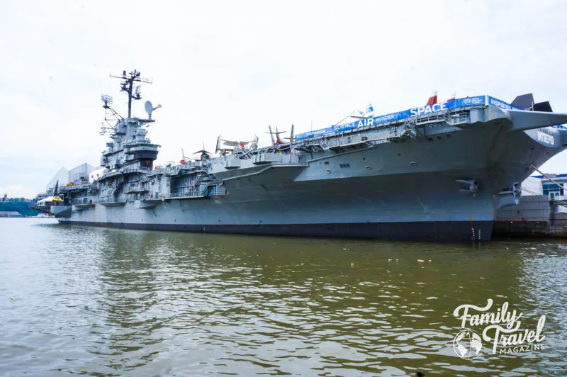 Aircraft carrier in the water at the Intrepid Museum