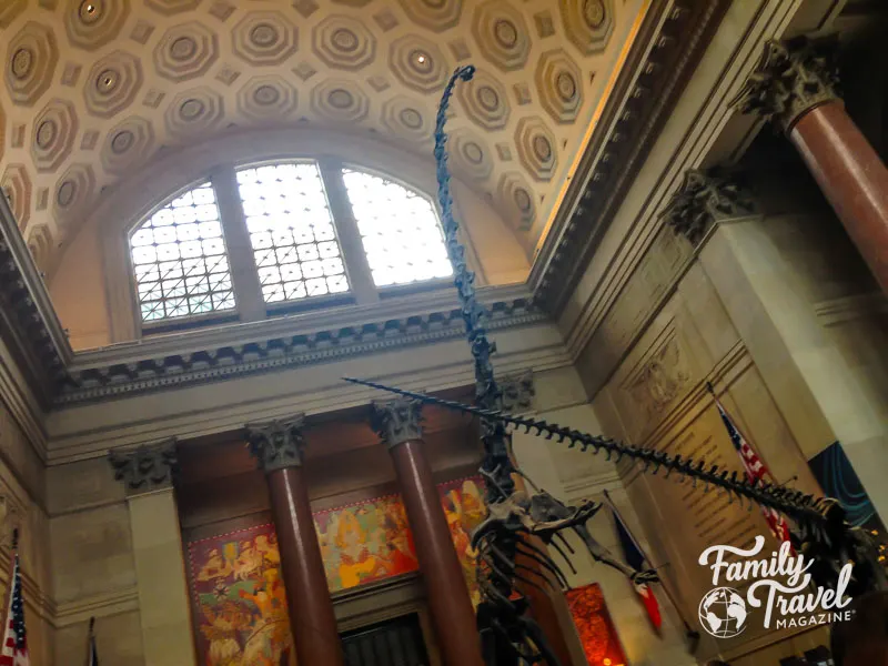 Huge dinosaur fossil in the lobby of the American Museum of Natural History
