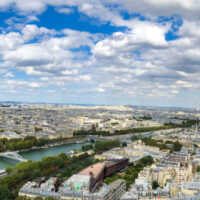 View of Paris and the Seine River from the Eiffel Tower.