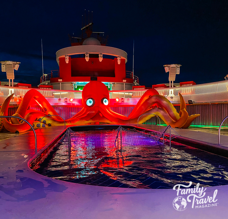 Inflatable octopus on the pool deck of the Scarlet Lady
