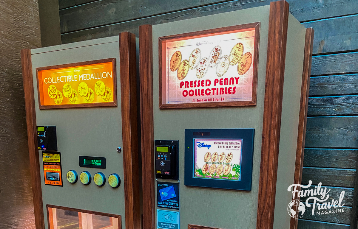 Collectible and pressed penny machines at Walt Disney World