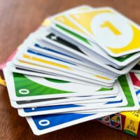 UNO cards spread out over the box