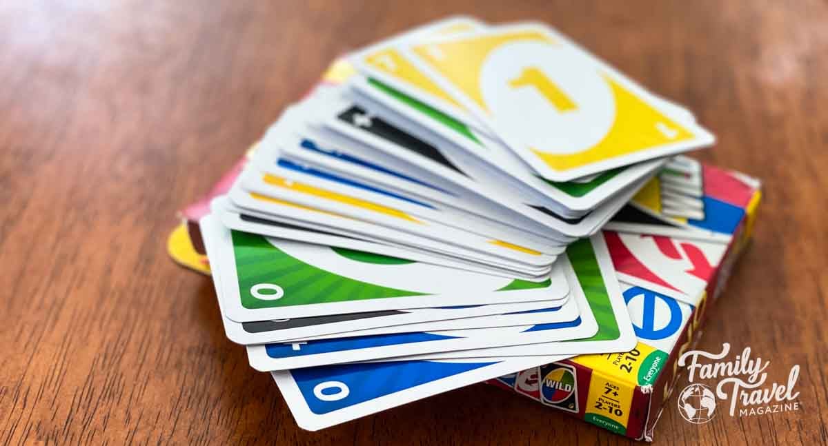 UNO cards spread out over the box