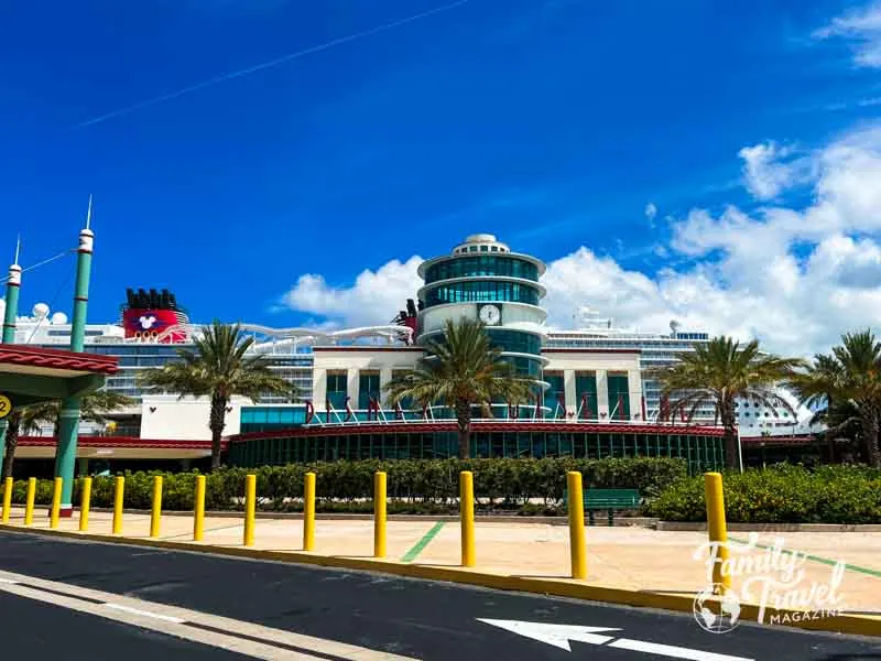 Disney Cruise Line ship docked at Disney Cruise Line from a distance