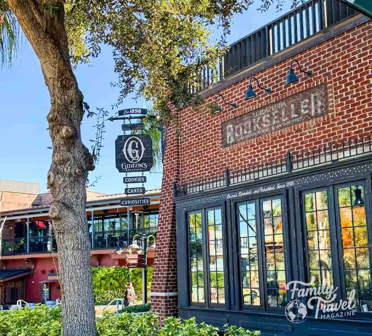 Gideons Bakehouse sign and brick building with large windows on a sunny day.