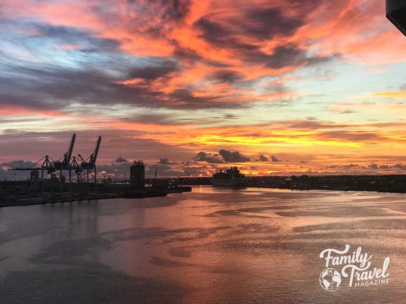 sunrise at cruise port