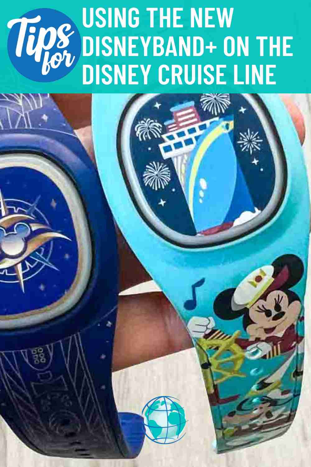 two cruise themed DisneyBand+ bands