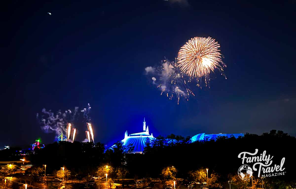 Fireworks over the Magic Kingdom from afar 