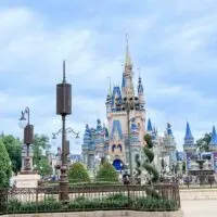 Cinderella Castle with topiaries outside