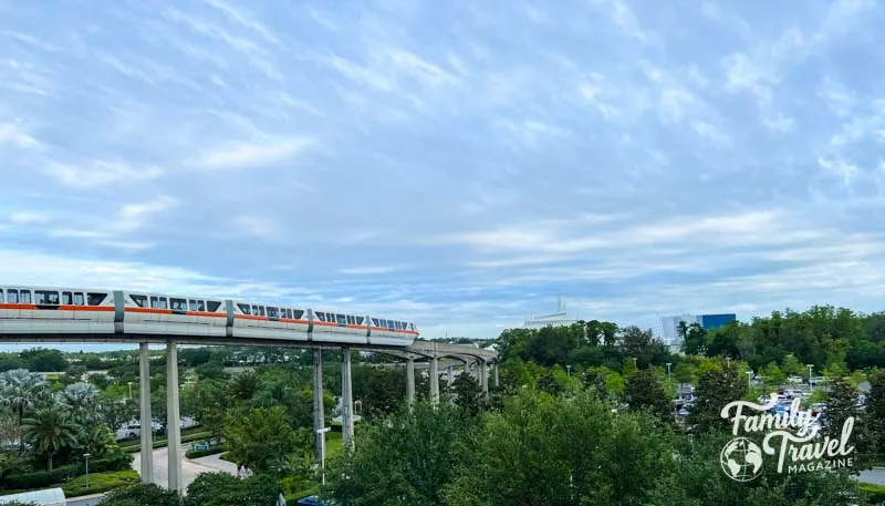 Monorail headed towards the Magic Kingdom