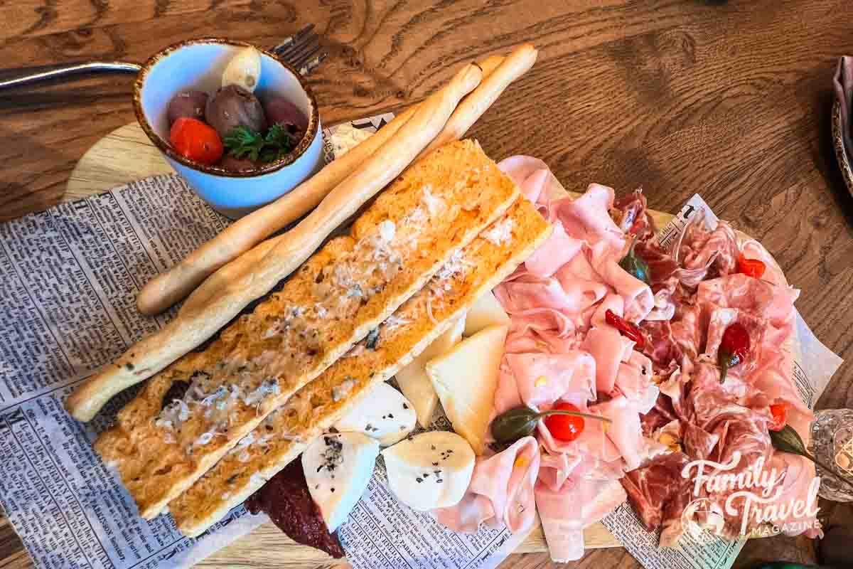 Charcuterie board on table