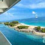 The view from the balcony of the ship.