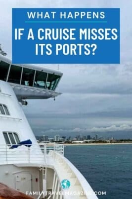 A cruise ship sails past Fort Lauderdale with dark, cloudy sky